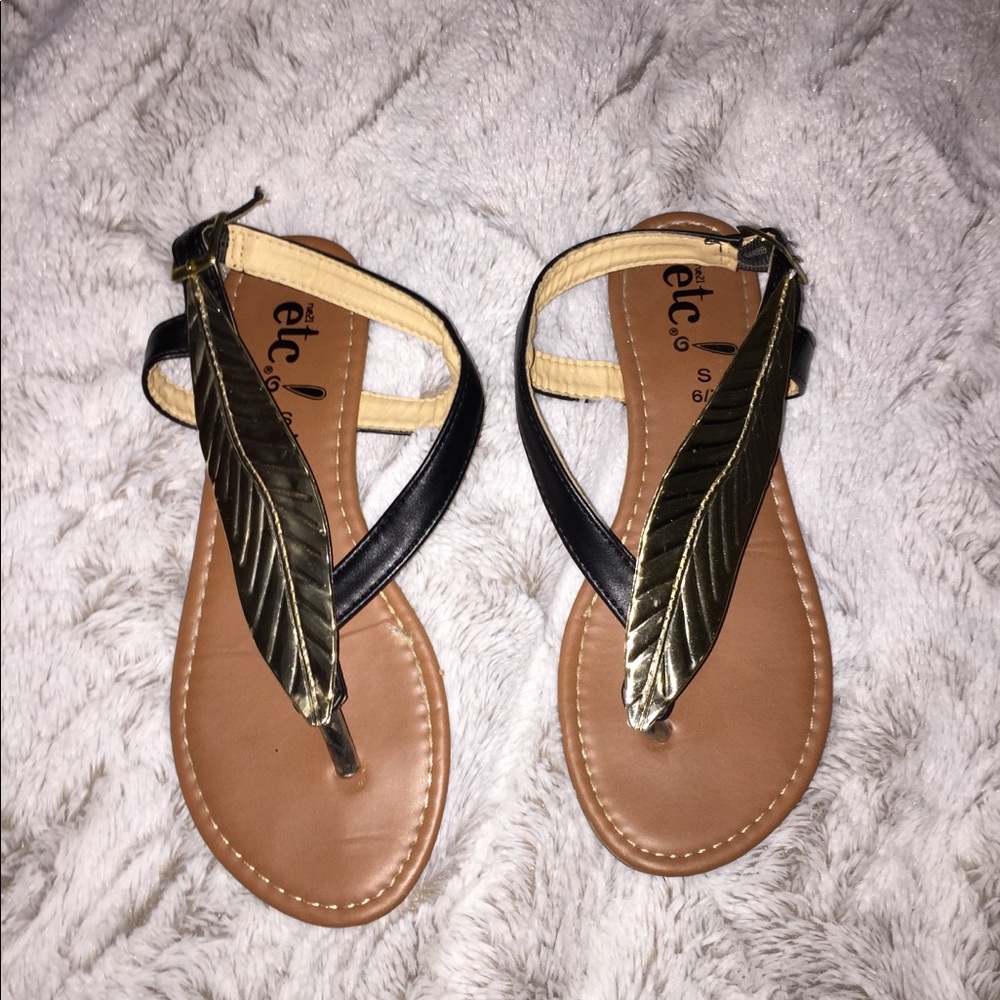 Gold and Black Sandals